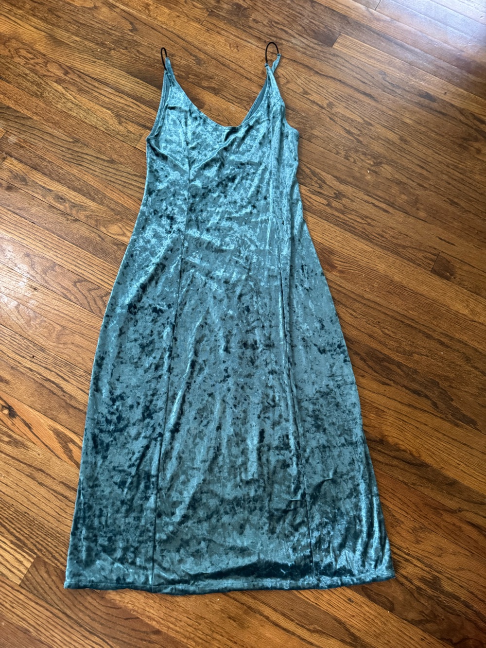 Crushed Velvet Maxi Slip Dress in Teal